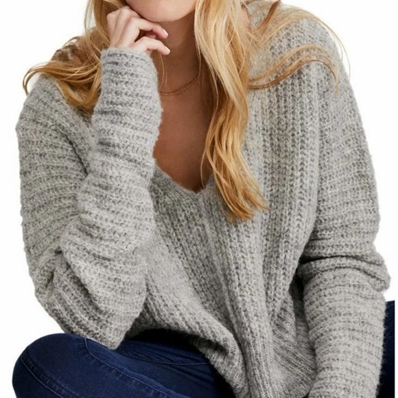 Free People | Moonbeam V Neck Sweater | Grey - Picture 2 of 3